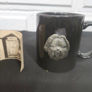 Vintage Coffee Mug with Metal Shih Tzu Dog Bust